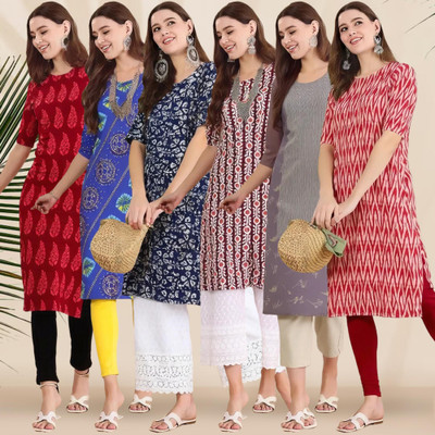 1 Stop Fashion Women Printed Straight Kurta(Multicolor)