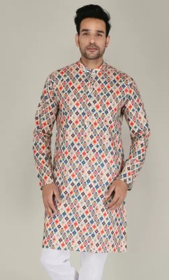 Reso Men Printed Straight Kurta(Multicolor)