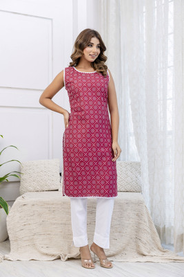 BATHANI CREATION Women Printed A-line Kurta(Red)