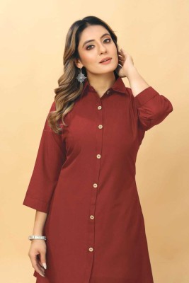 Rakhdifashion Women Solid A-line Kurta(Maroon)