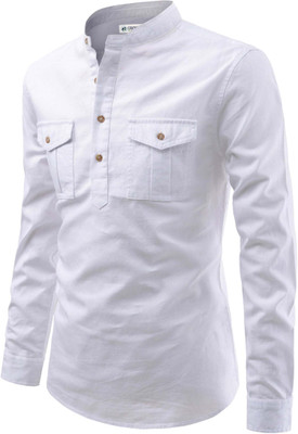 CROWNTAIL Men Solid A-line Kurta(White)