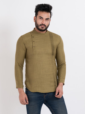 sultan Men Solid Straight Kurta(Green)