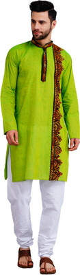 MALAXMITEXTILE Men Solid A-line Kurta(Light Green)