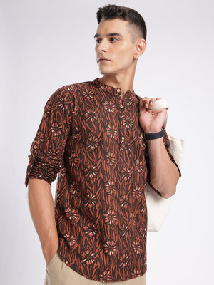 Anouk Rustic Men Printed Straight Kurta(Brown)