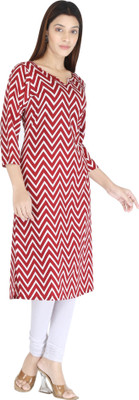 HouseOfCommon Women Striped Straight Kurta(Red)