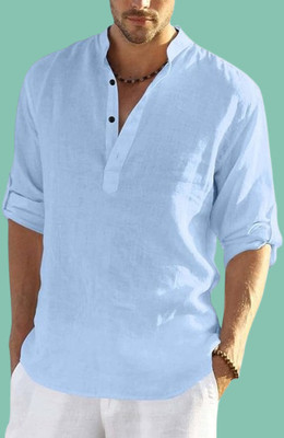 ZAKOD Men Solid Straight Kurta(Light Blue)