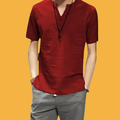 ZAKOD Men Solid Straight Kurta(Maroon)