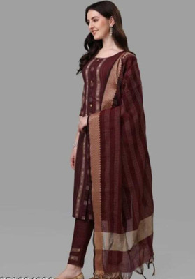J N Super Women Solid Anarkali Kurta(Maroon, Beige)