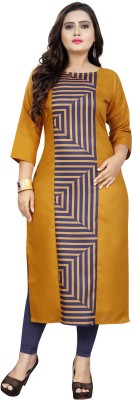 Saiveeha Fashion Women Striped Straight Kurta(Yellow)