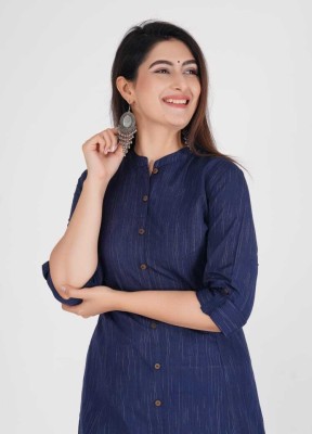 ZAITRA Women Striped A-line Kurta(Blue)