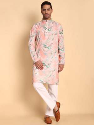 Vardha Men Animal Print Trail Cut Kurta(Multicolor)