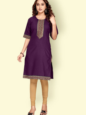 shivam fashion hub Women Embroidered Anarkali Kurta(Purple)