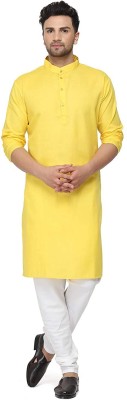 VenkateshLaxmii Men Solid Straight Kurta(Yellow)