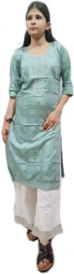 Birja Global Women Printed Straight Kurta(Blue)