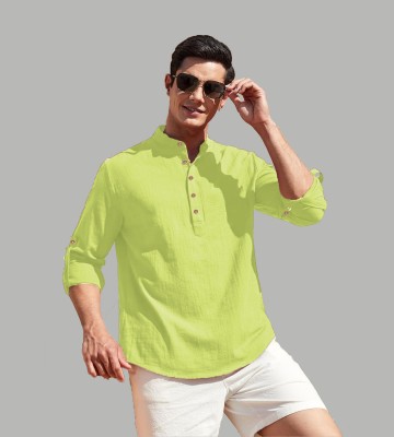 Univibe Men Solid Straight Kurta(Light Green)