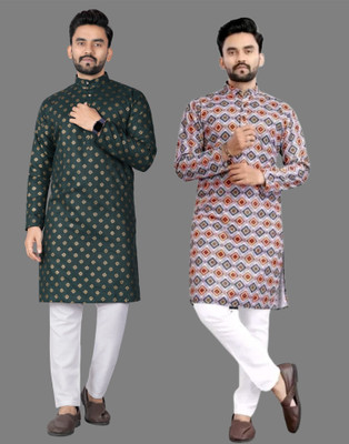 DHASU TRENDZ Men Printed Straight Kurta(Multicolor)