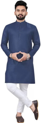 Shree Dutt Creation Men Solid Straight Kurta(Dark Blue)