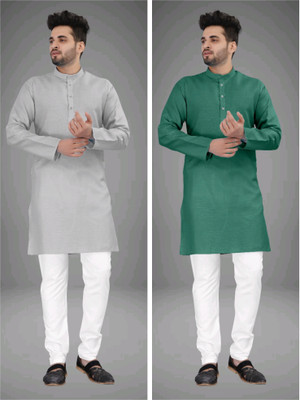 click n buy Men Solid Straight Kurta(Multicolor)