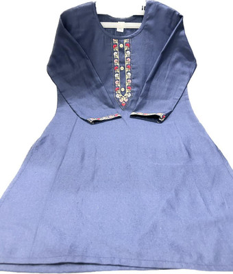 Shahbazcreation Women Embroidered Straight Kurta(Blue)