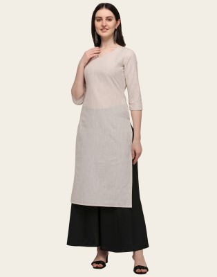 Hritika Women Solid Straight Kurta(White)