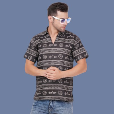 AXOLOTL Men Printed Straight Kurta(Black)