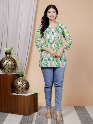 NEXTWEAR Women Printed A-line Kurta(Green)