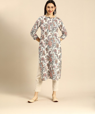 Rajnandini Women Floral Print Straight Kurta(Multicolor)