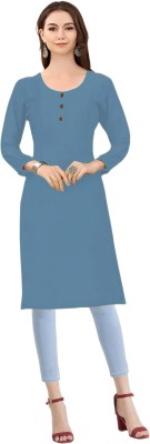 DOZZER Women Self Design A-line Kurta(Light Blue)