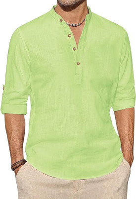 Vimal Star Men Solid A-line Kurta(Light Green)