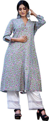 Phabrica Women Printed A-line Kurta(Grey, Purple, Green)