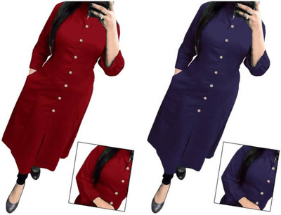 Maaa Meladi CreationS Women Solid A-line Kurta(Multicolor)
