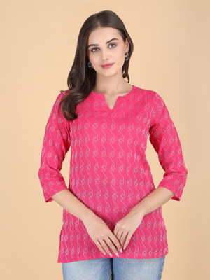 hion hils Women Solid Straight Kurta(Pink)