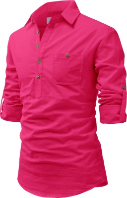 Edinwolf Men Solid Ethnic Dress Kurta(Pink)