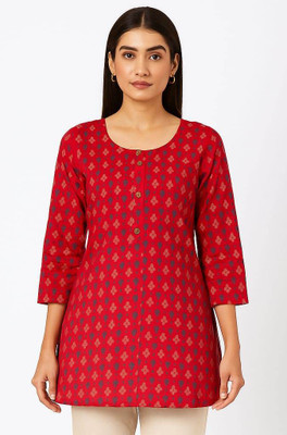 Crezystyl Women Printed Straight Kurta(Red)