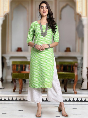 Moda Rapido Men Printed Straight Kurta(Green)