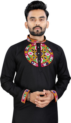 trutsous Men Embroidered Ethnic Dress Kurta(Black)