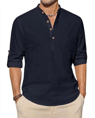 Vimal Star Men Solid A-line Kurta(Dark Blue)
