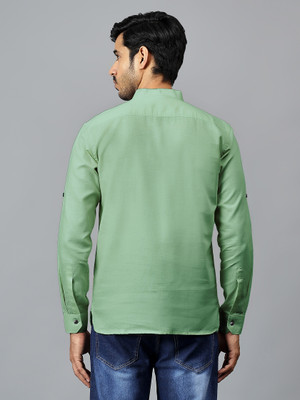 FireFish Men Solid A-line Kurta(Light Green)