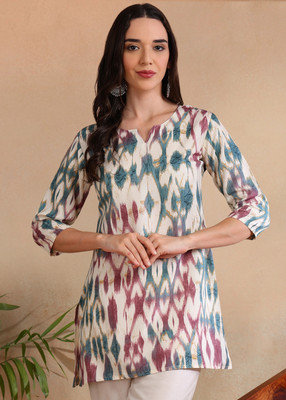 DSK STUDIO Women Geometric Print Straight Kurta(Multicolor)
