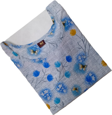 Rd fashion Women Printed A-line Kurta(Grey)