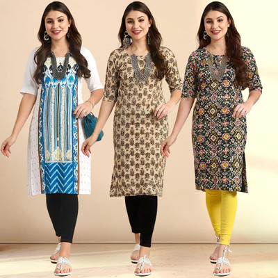 1 Stop Fashion Women Printed A-line Kurta(Multicolor)