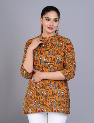 Tanisha Women Printed Straight Kurta(Yellow)