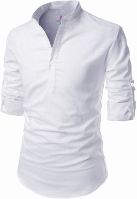 Apektra Men Solid A-line Kurta(White)