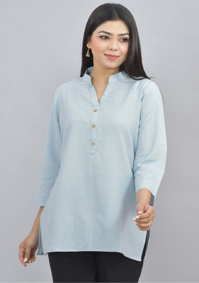 NEW-18 Women Solid Straight Kurta(Blue)
