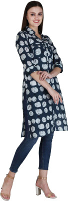HouseOfCommon Women Printed Straight Kurta(Blue)