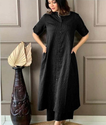 SHIRIN CREATION Women Printed A-line Kurta(Black)