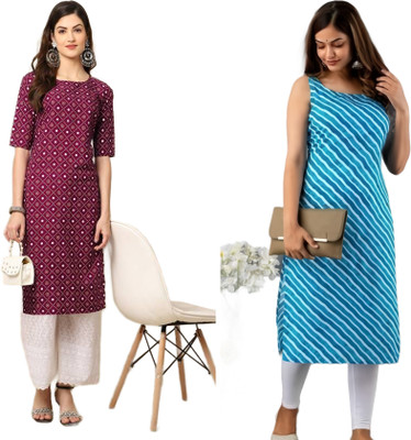 HouseOfCommon Women Printed Straight Kurta(Multicolor)