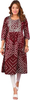 PARTH FASHIONS Women Self Design A-line Kurta(Maroon)