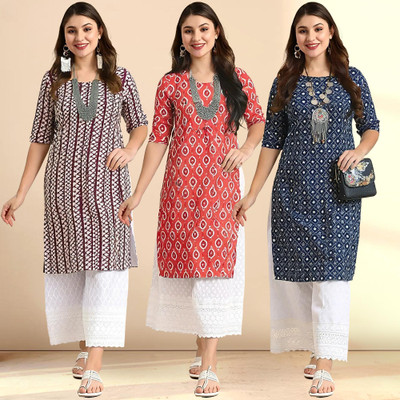 1 Stop Fashion Women Printed A-line Kurta(Multicolor)