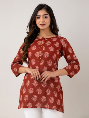 Feranoid Retail Women Printed Straight Kurta(Maroon)